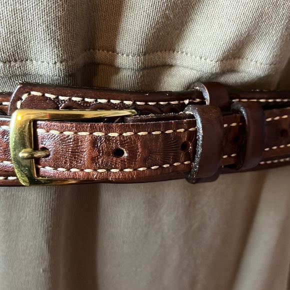 EUC Vintage Boots & Jeans Chestnut Brown Hand Carved Western Leather Belt Sz 32 - Picture 2 of 13